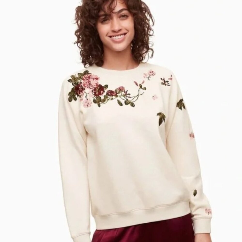 Aritzia Little Moon Amaranth embroidered floral crewneck sweatshirt